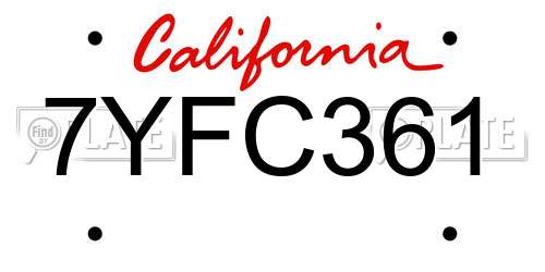 7YFC361 California License Plate