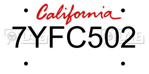 7YFC502 California License Plate