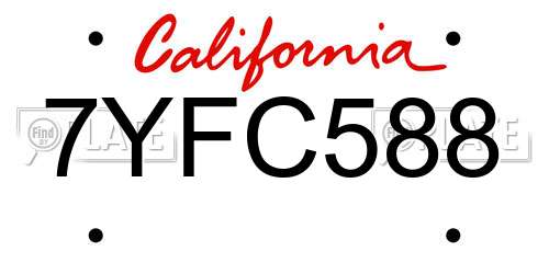 7YFC588 California License Plate