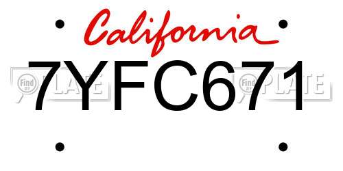 7YFC671 California License Plate