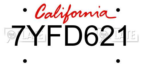 7YFD621 California License Plate