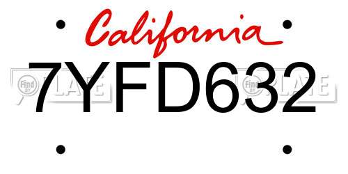 7YFD632 California License Plate