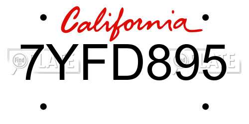 7YFD895 California License Plate