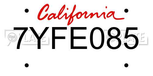 7YFE085 California License Plate