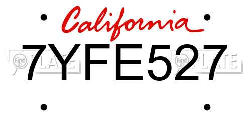 7YFE527 California License Plate
