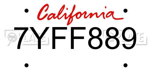 7YFF889 California License Plate