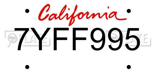 7YFF995 California License Plate