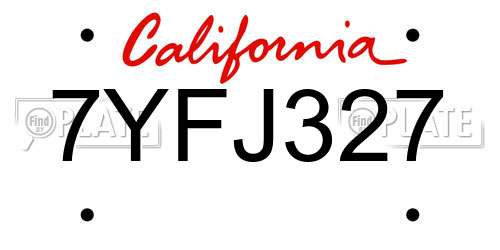7YFJ327 California License Plate