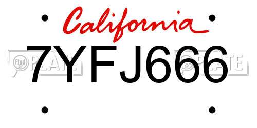 7YFJ666 California License Plate