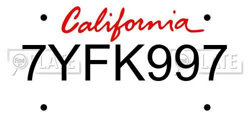 7YFK997 California License Plate