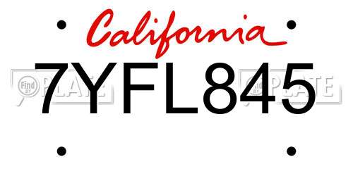 7YFL845 California License Plate