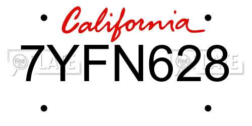 7YFN628 California License Plate