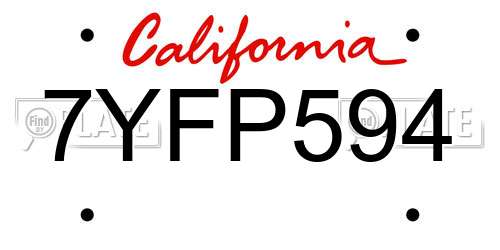 7YFP594 California License Plate
