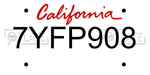 7YFP908 California License Plate