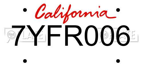 7YFR006 California License Plate
