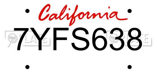 7YFS638 California License Plate