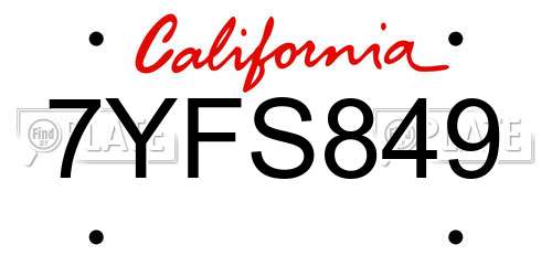 7YFS849 California License Plate