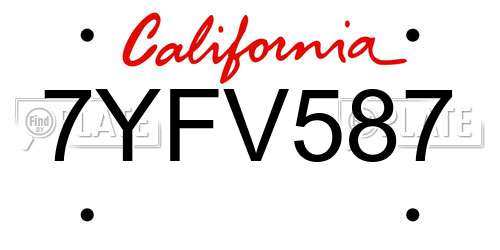 7YFV587 California License Plate