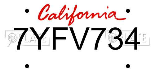 7YFV734 California License Plate