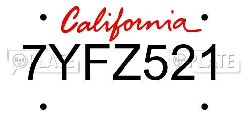 7YFZ521 California License Plate