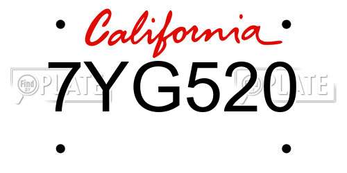 7YG520 California License Plate