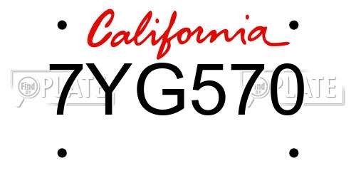 7YG570 California License Plate