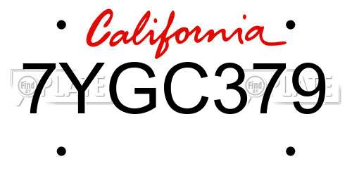 7YGC379 California License Plate