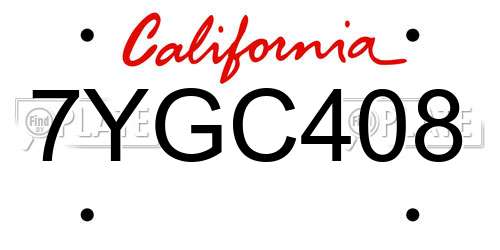 7YGC408 California License Plate