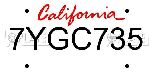 7YGC735 California License Plate