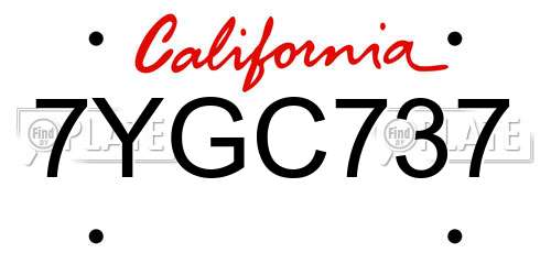 7YGC737 California License Plate