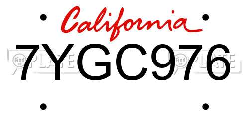 7YGC976 California License Plate