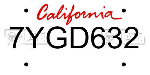 7YGD632 California License Plate