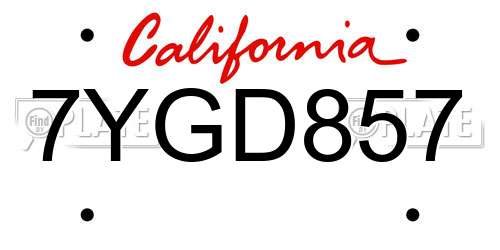 7YGD857 California License Plate