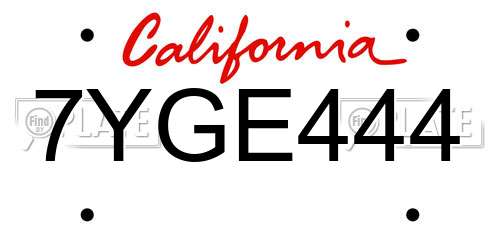 7YGE444 California License Plate