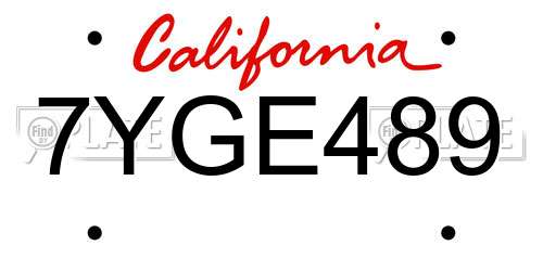 7YGE489 California License Plate