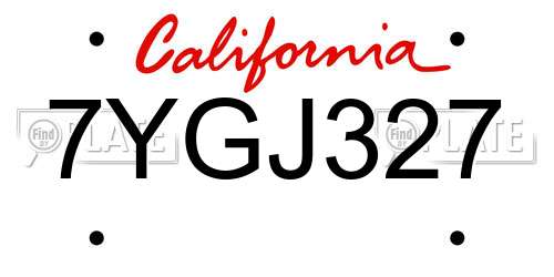 7YGJ327 California License Plate