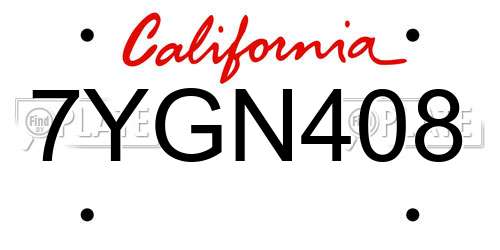 7YGN408 California License Plate
