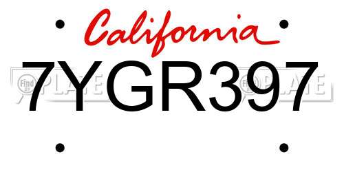 7YGR397 California License Plate