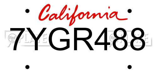 7YGR488 California License Plate