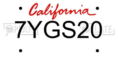 7YGS20 California License Plate