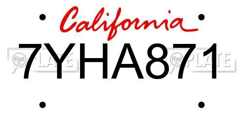 7YHA871 California License Plate