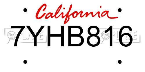 7YHB816 California License Plate