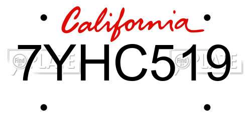 7YHC519 California License Plate