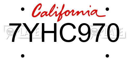 7YHC970 California License Plate