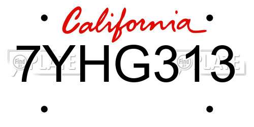 7YHG313 California License Plate