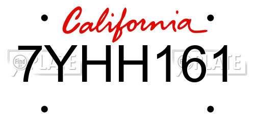 7YHH161 California License Plate