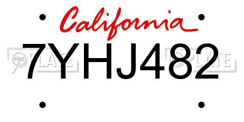 7YHJ482 California License Plate