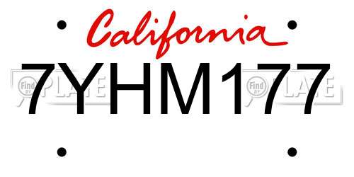 7YHM177 California License Plate