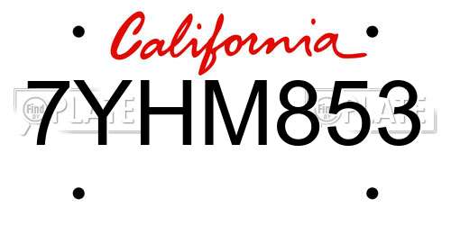 7YHM853 California License Plate