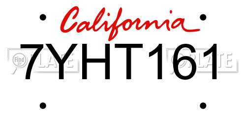 7YHT161 California License Plate